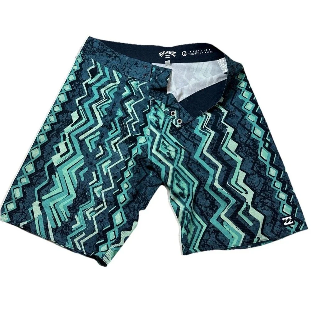 Billabong Recycler Sundays Pro Board Shorts Teal Aztec Print Size 29 Youth